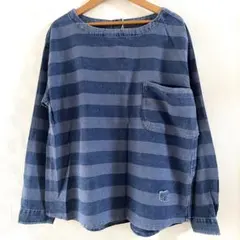 【新品】CUBE SUGAR ストライプ 長袖シャツ 古着風 インディゴ