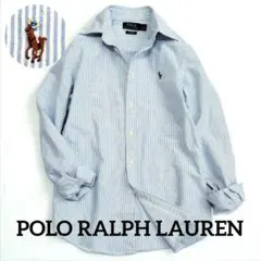 POLO ラルフローレン オックスフォードシャツ ストライプ ブルー ポニー刺繍