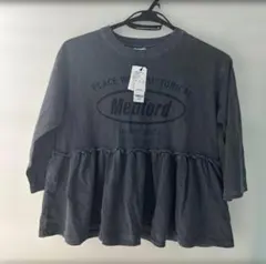 【新品タグ付】ラコレ ロゴペプラムTシャツ 体型カバー チャコールグレー Fのサムネイル