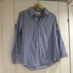 Mila Owen 青と白のストライプ長袖シャツ