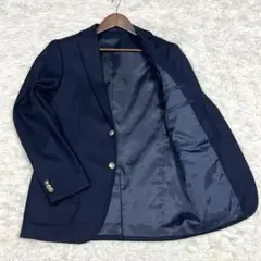 『美品』グリーンレーベルリラクシング 紺ブレザー 銀ボタン 総裏 起毛 Lサイズ