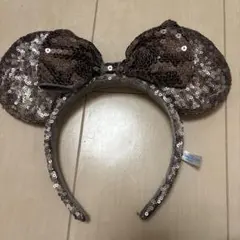 グレー スパンコール ミッキー耳カチューシャ