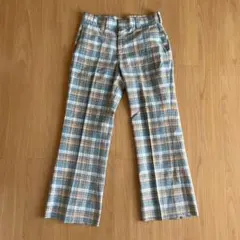 70s 80s ビンテージ スラックス ブーツカット パンツ チェック フレア