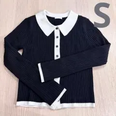 GU バイカラー　ポロカーディガン S