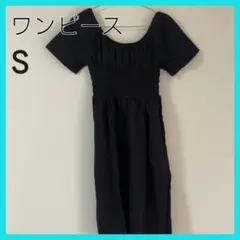 半袖ワンピース ひざ丈ワンピース ブラック Sサイズ