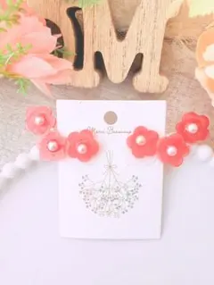 No.2464 お花イヤーカフ風耳飾り(spring pink)