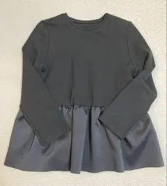 ブラック 長袖ペプラムカットソー