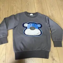 グレー 猿の顔刺繍 トレーナー 120サイズ