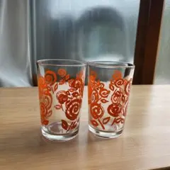 花柄 グラス 2個セット 昭和レトロ