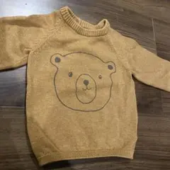 クマ　プリント 茶　ニットセーター　80 H&M