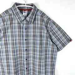 【美品】THE NORTH FACE シャツ L 青系 チェック柄