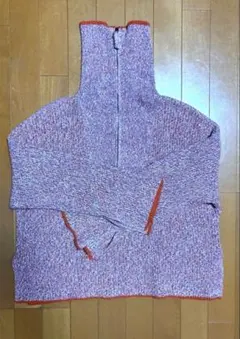 ミックスカラー ハーフジップ ニット ハイネック
