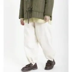 Samansa Mos2 サマンサモスモス ツイル裾ドロストパンツ 無地キナリ