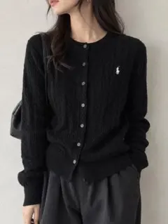 POLO RALPH LAUREN ケーブルニット カーディガン ブラック