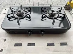 【ココロ】ガスコンロ 2口 黒　poloma pa29b パロマ ガスコンロ PA-29B-L グリルなし2口 コンパクト56cm