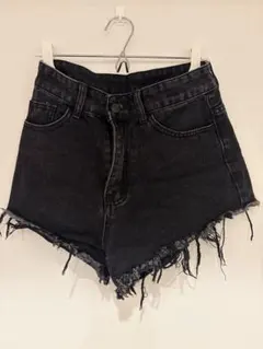 ブラック ハイウエストショートパンツ S