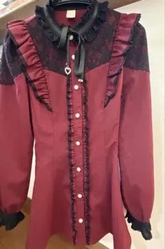 Secret Honey ショルダーレースセットアップ 赤