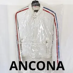 ANCONA 豚革 レザージャケット 白　L レーサー バイカラー　レザー