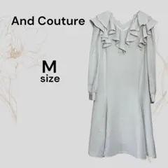 And Couture アンドクチュール フリルワンピース 長袖 ベージュ M