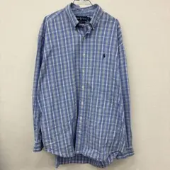 Ralph Lauren チェックシャツ　青　 XL ん47
