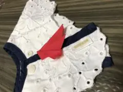 マールマール☆レーススタイ☆ネイビー、赤色リボン、べべ　ファミリア  ミキハウス