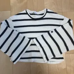 ZARA ホワイト・ブラックストライプ クロップドニット