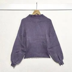 r.p.s アールピーエス リブニット ボトルネック　袖ボリューム M 紫