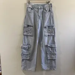 36サイズ★ZARA ワイドカーゴ　デニムパンツ