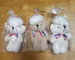 【丸福珈琲店 限定】シェフ姿のくま マスコット ぬいぐるみ 3個セット 新品