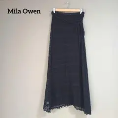 ミラオーウェン 透かし編み ラップスカート ブラック フリーサイズ