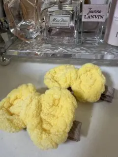 ハンドメイド　ヘアクリップ　キッズ　ベビー　リボン　大きめ黄色