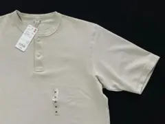 新品 ユニクロ ドライワッフルヘンリーネックTシャツ M
