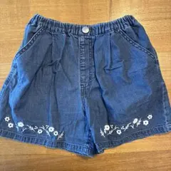 moujonjon デニム ハーフパンツ 刺繍