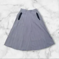 ezick エジック グレー系チェック柄 ロングフレアスカート Mサイズ 秋冬のサムネイル