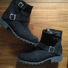 ニッセン　エンジニアショートブーツ黒合成スエード3L26.0~26.5cm 5E