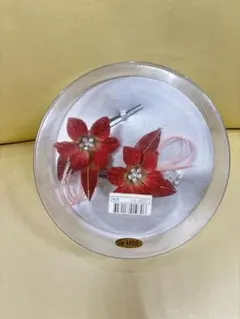 赤い花モチーフ 髪飾り 2個セット