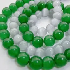 cs441/SALE！人工石◇キャッツアイ　グリーン系　約8mm10mm2連