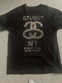 STUSSY レオパード柄 ロゴ Tシャツ ブラックのサムネイル