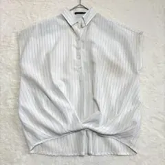 ノースリーブブラウス◆ストライプ柄(3L)大きいサイズ ゆったり 透け感 夏