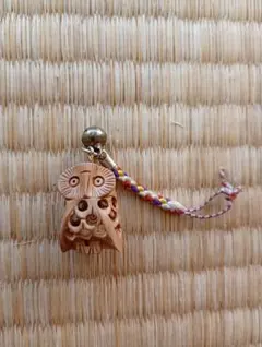木製貓頭鷹鑰匙圈 附鈴鐺
