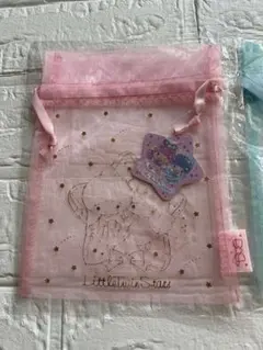 2枚セット♡キキララ  オーガンジー巾着　ピンク　ブルー