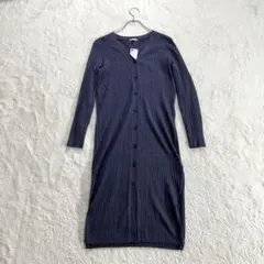 【ジーユー】S 青 ワイドリブロングカーディガン 長袖 ワイドリブ 春秋