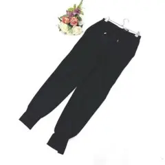 美品✨オムネス（1/M）TRストレッチ裾リブパンツ ジョガー黒ブラック 伸縮性