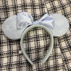 ディズニー カチューシャ レース 水色 ミニー