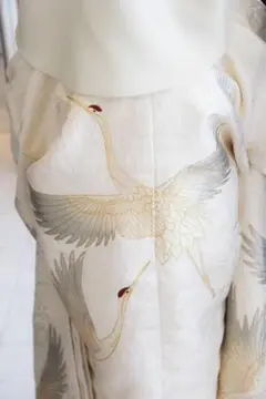 【貴重】打掛　白無垢　ラメ入り　パール泊　豪華　結婚式　鶴　白打掛