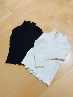 リブ編み長袖カットソー