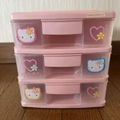 【週末セール　21日まで】1998年製　ハローキティ　卓上チェスト3段収納ケース