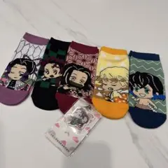 鬼滅の刃 ソックス 5足セット キーホルダー付き レディース靴下 21〜25