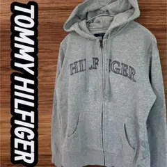 TOMMY HILFIGER　ジップパーカー　トップス　ロゴ　メンズ　S　グレー