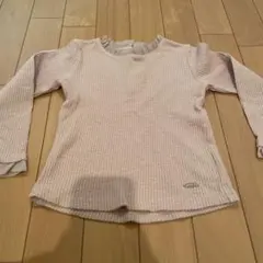 petit main フリルネック長袖カットソー